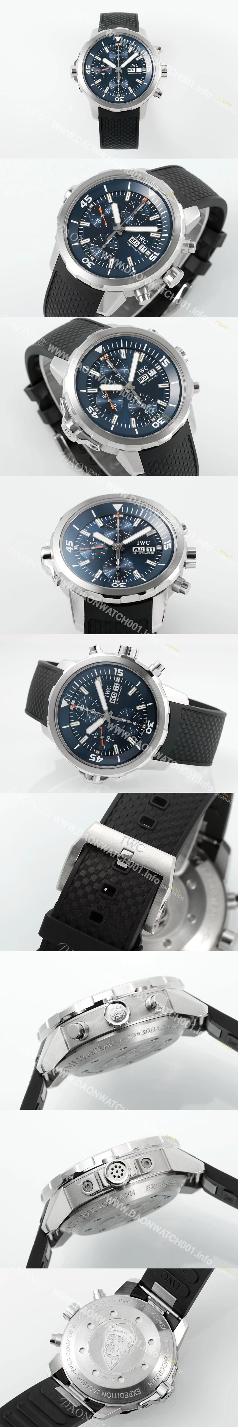 SA급 아이더블유씨 남성용 아쿠아타이머 IW376805 크로노그래프 “엑스페디션 자크 이브 쿠스토” 에디션 44mm 오토매틱 무브먼트 블루 다이얼 iwc4112 xx