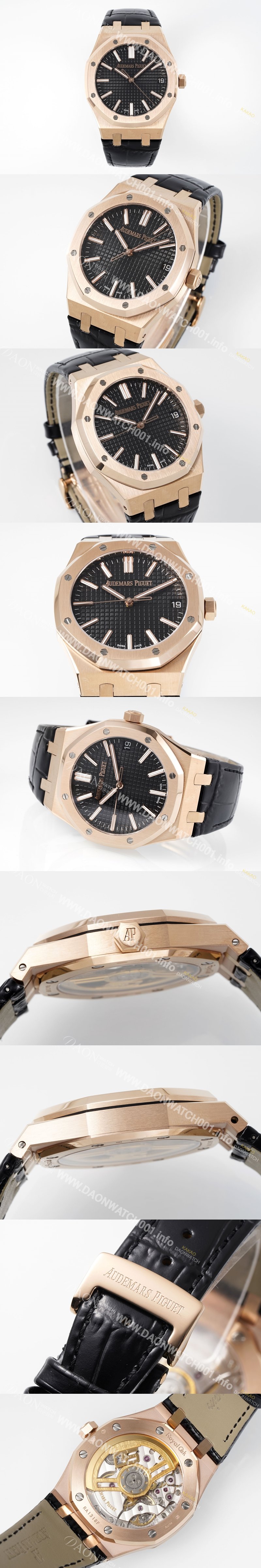 SA급 오데마피게 남성용 로얄오크 셀프와인딩 15510OR.OO.D002CR.02 18K 로즈골드 41mm 오토매틱 Cal.4302 무브먼트 블랙 와플 다이얼 aud6550 xx