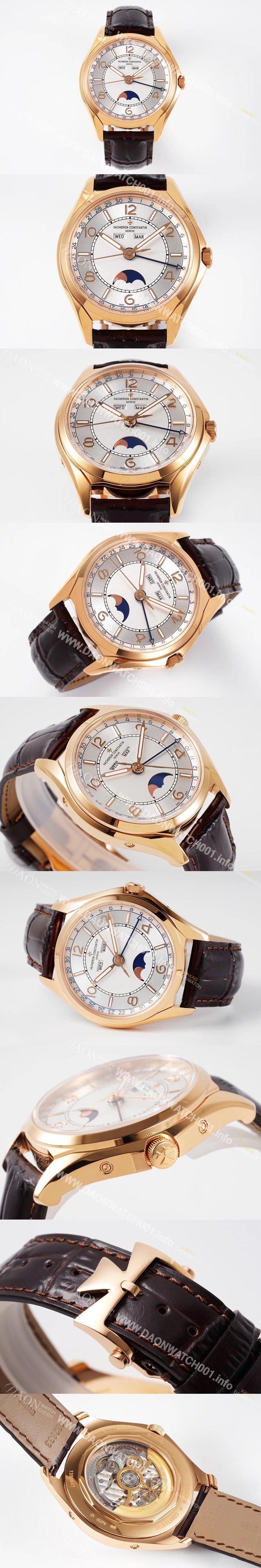 SA급 바쉐론콘스탄틴 남성용 피프티식스 4000E/000R-B438 컴플리트 캘린더 문페이즈 18k 로즈골드 오토매틱 2460 QCL/1 무브먼트 실버 다이얼 vac1171 xx