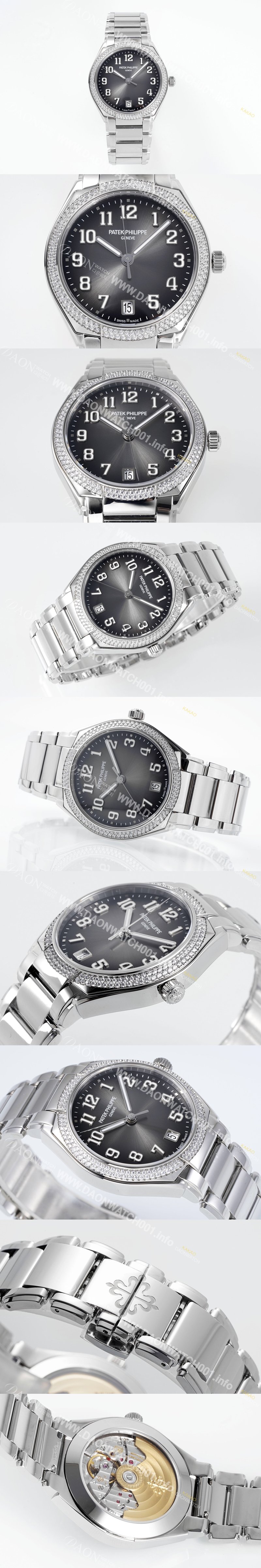 SA급 파텍필립 여성용 트웬티-포 티파니 7300/1200A-010 다이아몬드 36mm 오토매틱 Cal.324 타입 그레이 다이얼 pat2232 xx