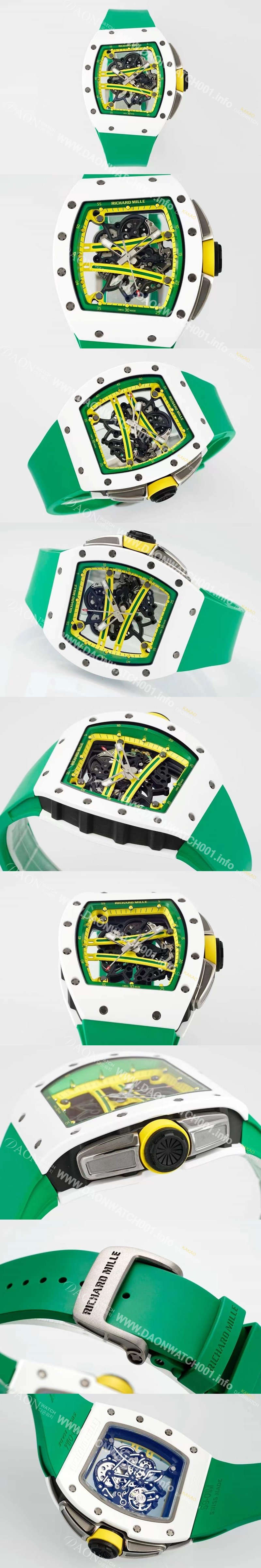 SA급 리차드밀레 남성용 리차드밀 RM61-01 세라믹 50mm 기계식 수동형 무브먼트 스켈레톤 다이얼 ric0318 xx