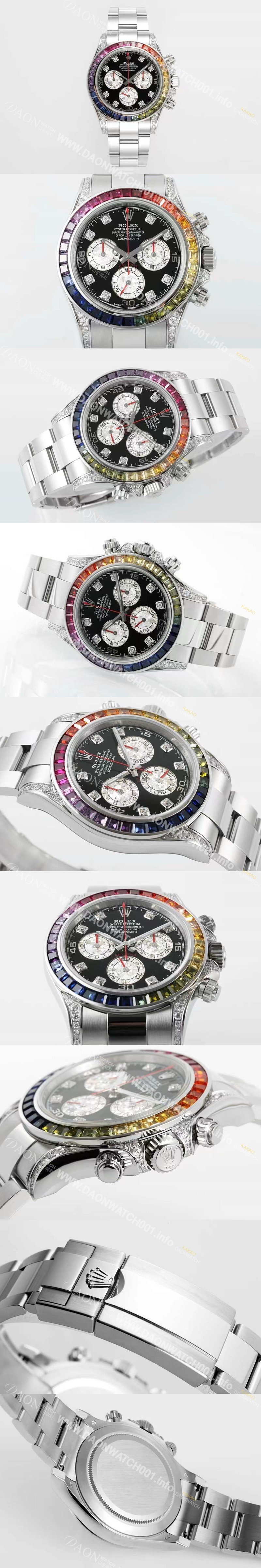 SA급 로렉스 남성용 데이토나 레인보우 116599 RBOW 크로노그래프 40mm 오토매틱 Cal.4130타입 블랙 다이얼 rol5434 xx