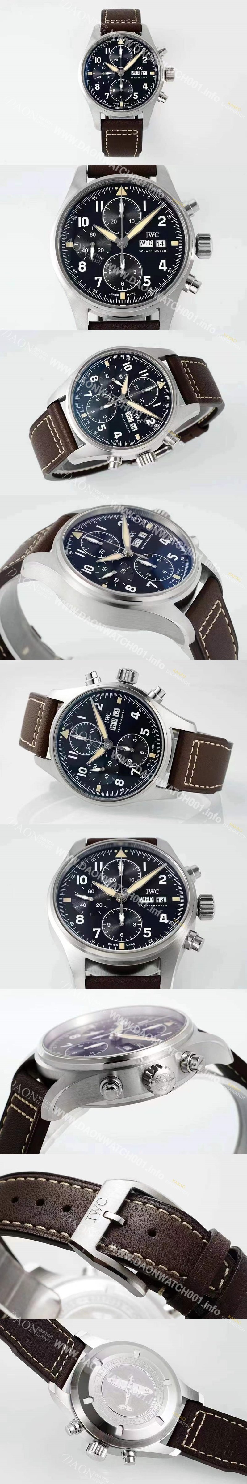 SA급 아이더블유씨 남성용 파일럿 워치 IW387903 스핏파이어 크로노그래프 43mm 오토매틱 무브먼트 블랙 다이얼 iwc4115 xx