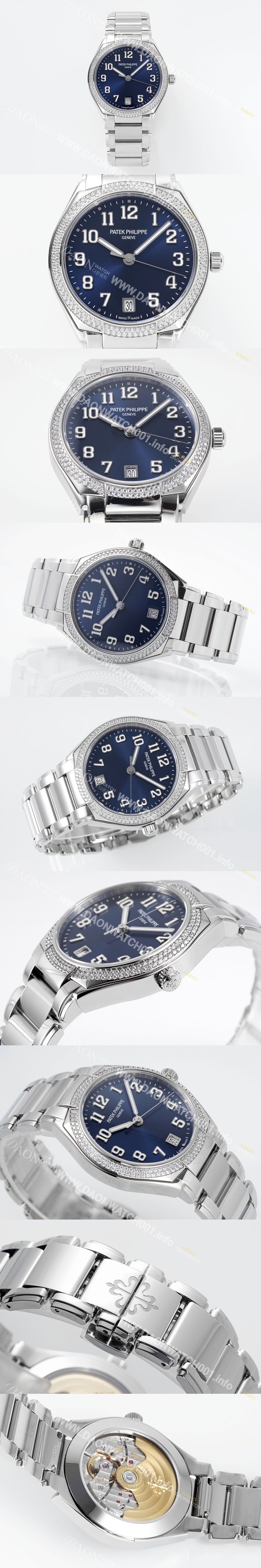 SA급 파텍필립 여성용 트웬티-포 티파니 7300/1200A-001 다이아몬드 36mm 오토매틱 Cal.324 타입 블루 다이얼 pat2230 xx