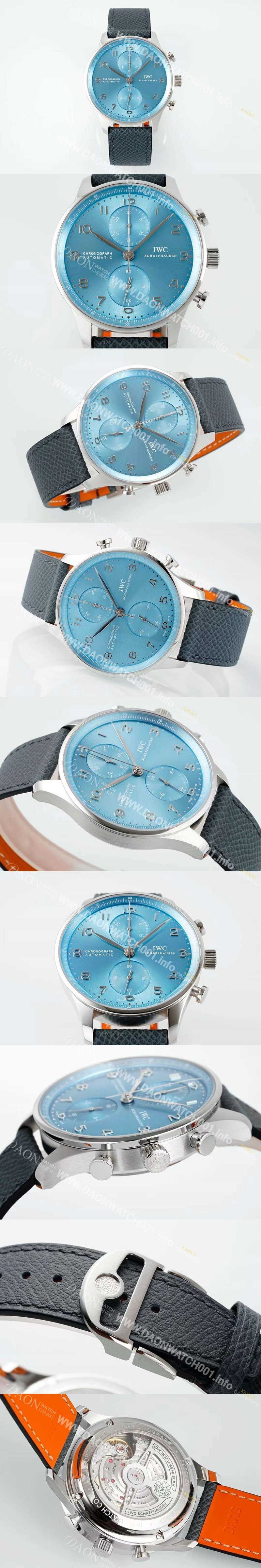 SA급 아이더블유씨 남성용 신상품 포르투기즈 IW371626 크로노그래프 41mm 오토매틱 Cal.69355 타입 아이스 블루 다이얼 iwc4116 xx