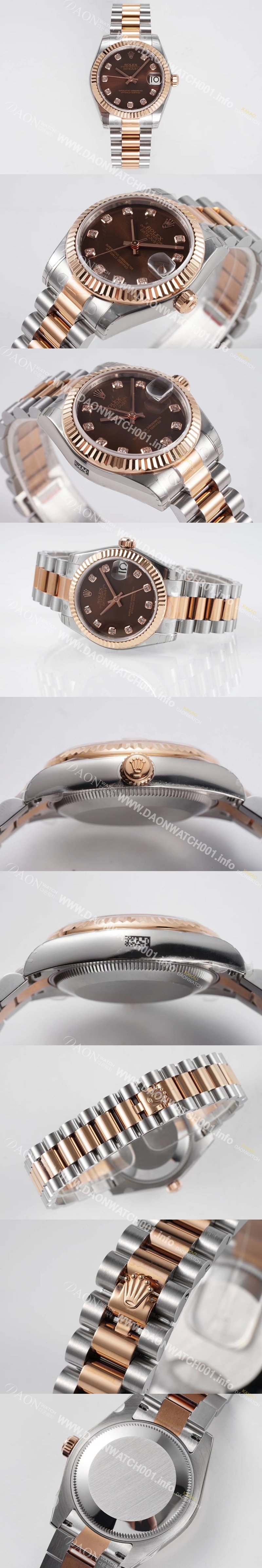 SA급 로렉스 여성용 데이져스트 178271 플루티드 18k 로즈골드 31mm 오이스터 오토매틱 2236타입 브라운 다이얼 rol5442 xx