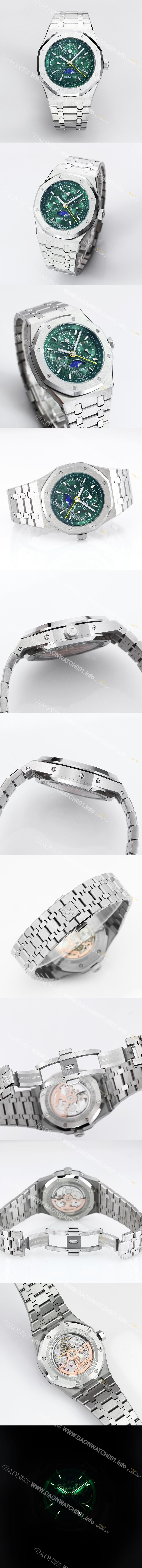 SA급 오데마피게 남성용 로얄오크 26574 퍼페츄얼 캘린더 문페이즈 41mm 그린 다이얼 신형 5134 오토매틱 무브먼트 aud4208 xx