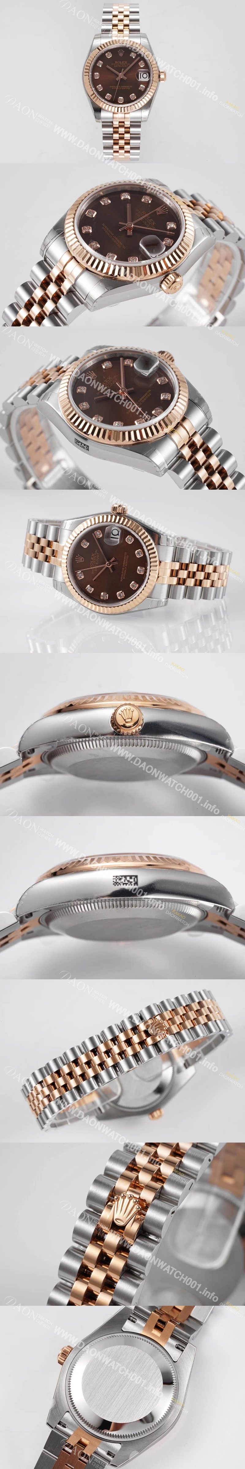 SA급 로렉스 여성용 데이져스트 178271 플루티드 18k 로즈골드 31mm 쥬빌레 오토매틱 2236타입 브라운 다이얼 rol5445 xx
