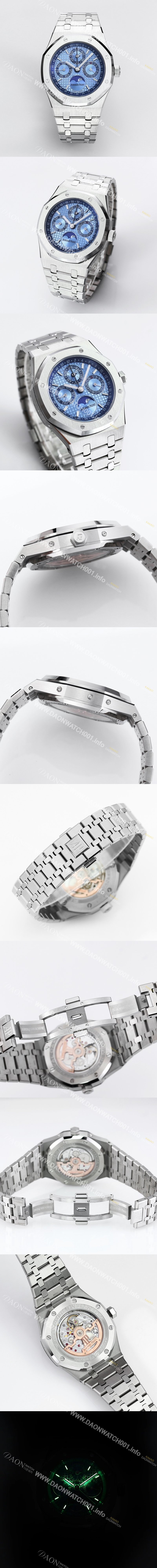 SA급 오데마피게 남성용 로얄오크 26574 퍼페츄얼 캘린더 문페이즈 41mm 아이스블루 다이얼 신형 5134 오토매틱 무브먼트 aud4210 xx